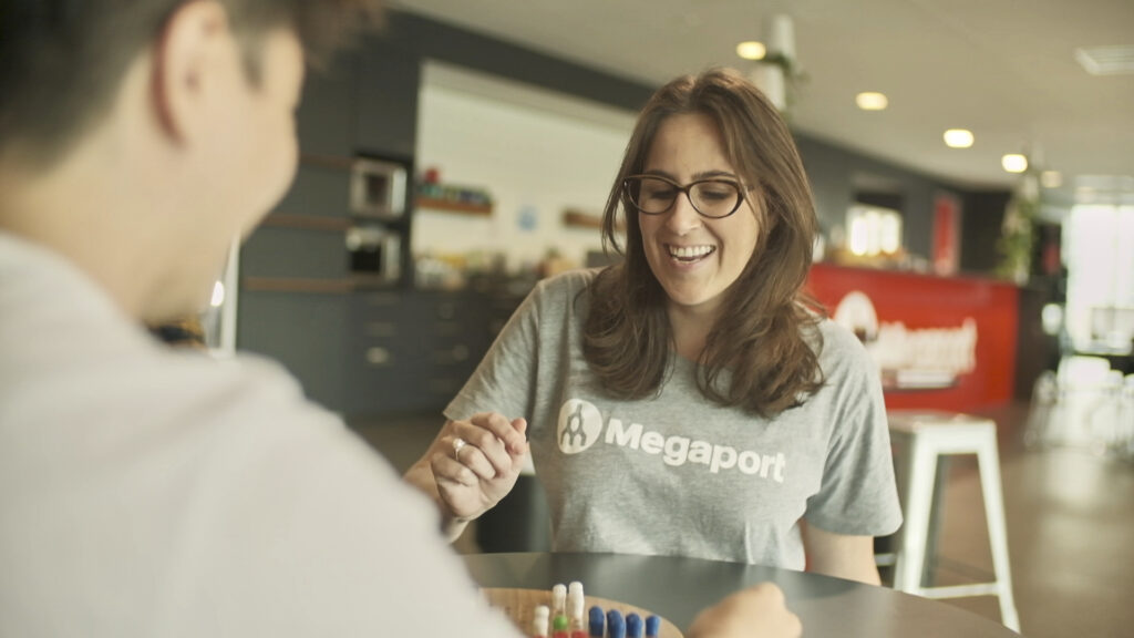 Mel Scott smiling in Megaport t-shirt